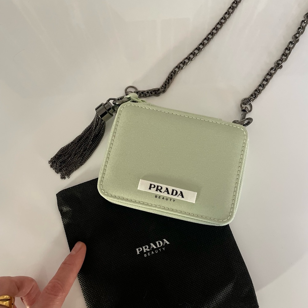 PRADA mini Light Green mint Bag Chain purse tassel LOGO